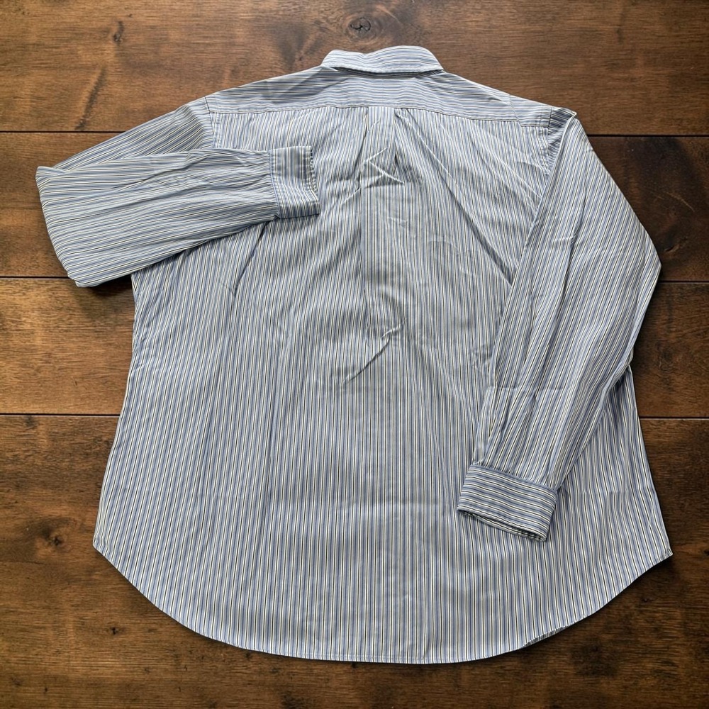 Ralph Lauren Classic Fit Striped Button Down Shirt Mens XL Blue White Cotton - Picture 2 of 12